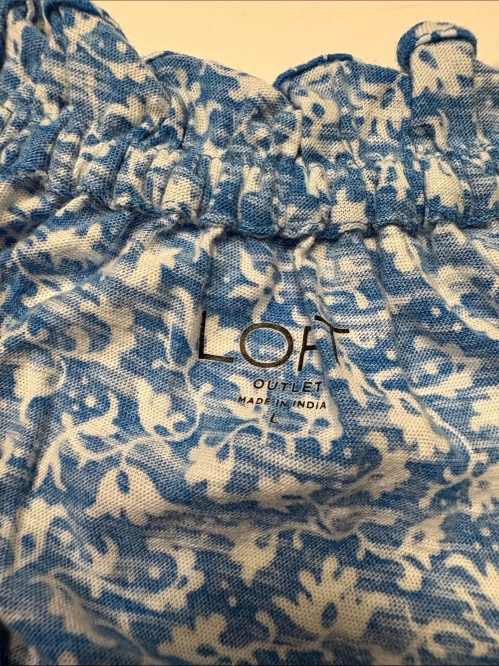 Loft Outlet Blue Floral Off-Shoulder Women's Blouse size Large NEW
